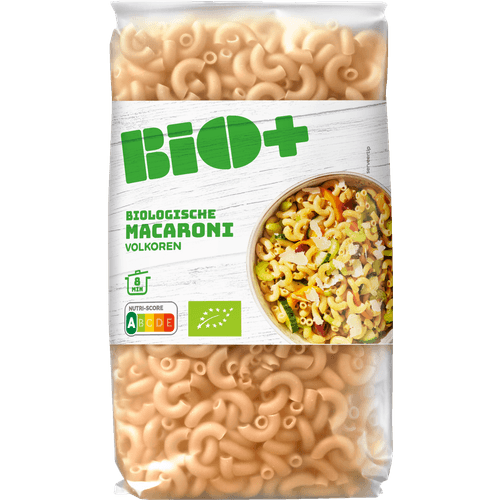 Foto van Bio+ Macaroni volkoren op witte achtergrond