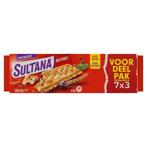 Foto van Sultana Fruitbiscuit naturel voordeelpak 7x3 st. op witte achtergrond