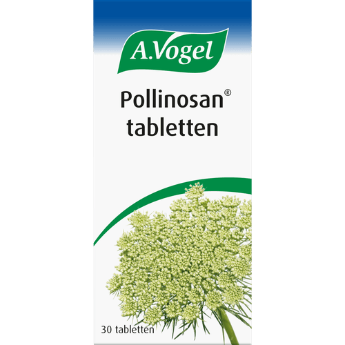 Foto van A. Vogel Pollinosan tabletten op witte achtergrond