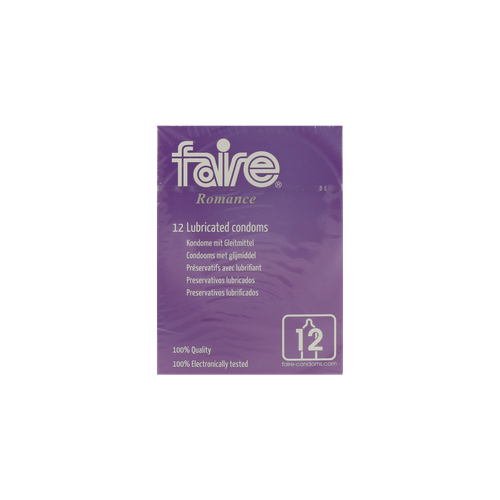 Foto van Faire Romance condoom & glijmiddel op witte achtergrond