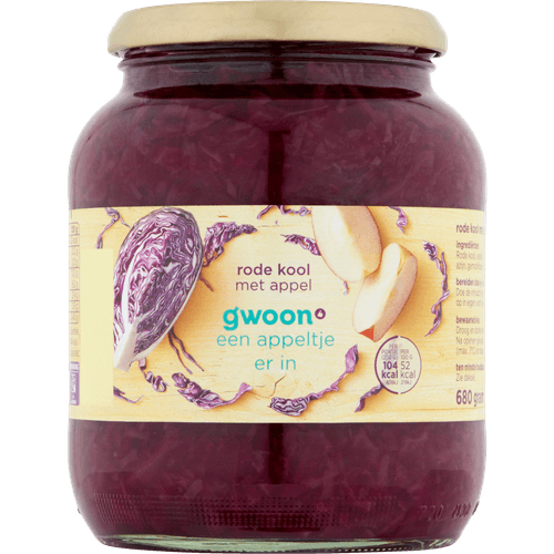 Foto van G'woon Rode kool met appel op witte achtergrond