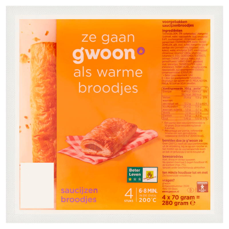 G'woon Saucijzenbroodjes 4 st.