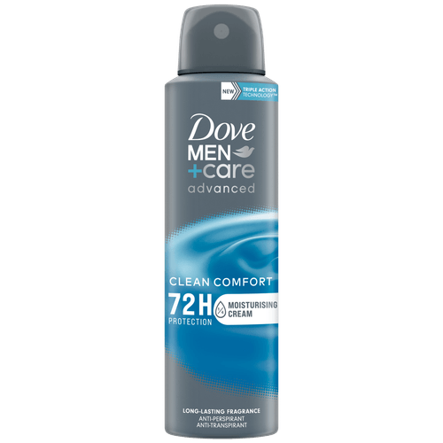 Foto van Dove Deospray men clean comfort op witte achtergrond
