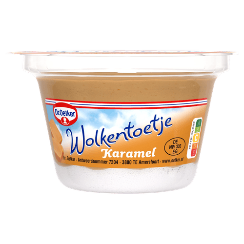 Foto van Dr. Oetker Wolkentoetje karamel op witte achtergrond
