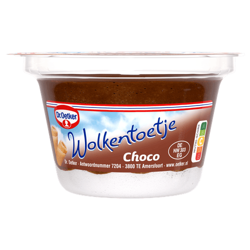Foto van Dr. Oetker Wolkentoetje chocolade op witte achtergrond