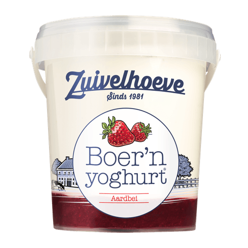 Foto van Zuivelhoeve Boern yoghurt aardbei op witte achtergrond