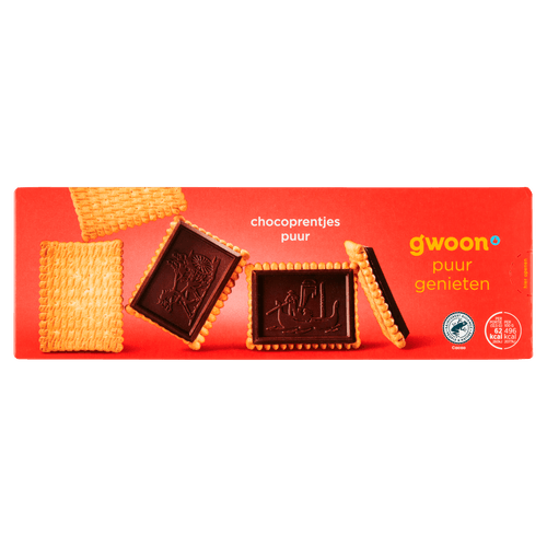 Foto van G'woon Chocoprentjes puur op witte achtergrond