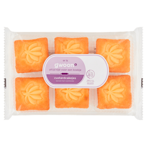 Foto van G'woon Rb custardcakejes op witte achtergrond