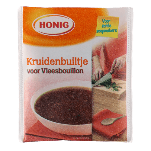 Foto van Honig Kruidenbuiltjes vleesbouillon op witte achtergrond