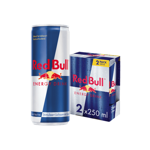 Foto van Red Bull Energy drink gekoeld 2x25 cl op witte achtergrond