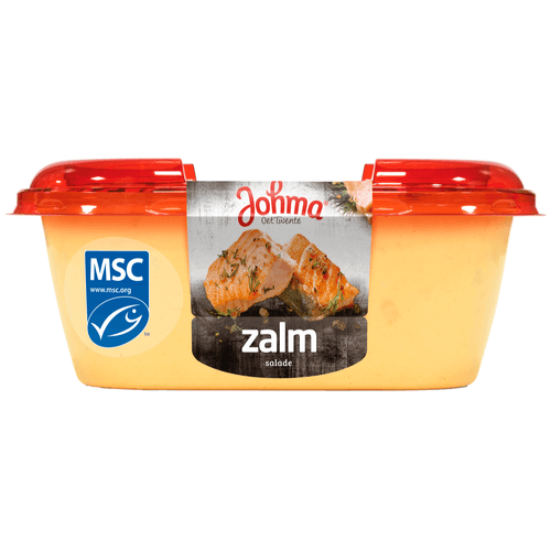 Foto van Johma Zalm salade op witte achtergrond