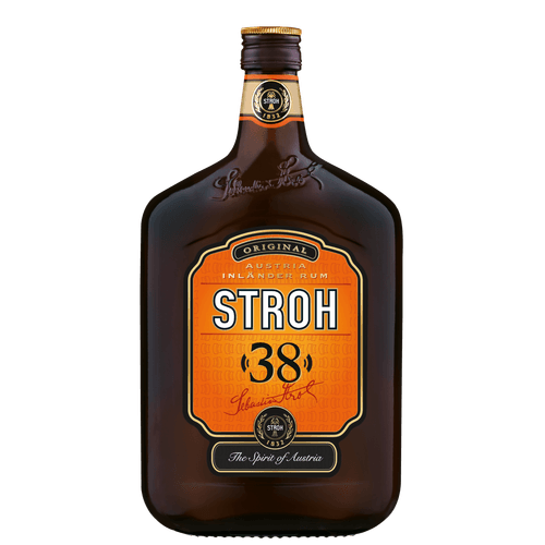 Foto van Stroh Inlander rum 38% op witte achtergrond