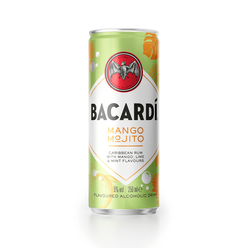 Foto van Bacardi Mango mojito op witte achtergrond