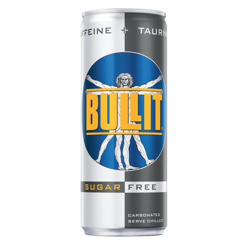 Foto van Bullit Energy drink sugar free op witte achtergrond