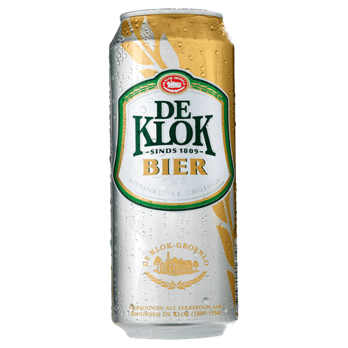 Foto van De Klok Pilsener op witte achtergrond