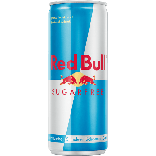 Foto van Red Bull Energy drink sugar free op witte achtergrond