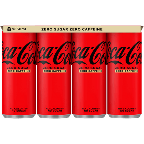 Foto van Coca-Cola Zero no caffeine 8x25 cl op witte achtergrond