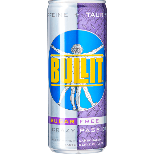 Foto van Bullit Energy drink crazy passion op witte achtergrond