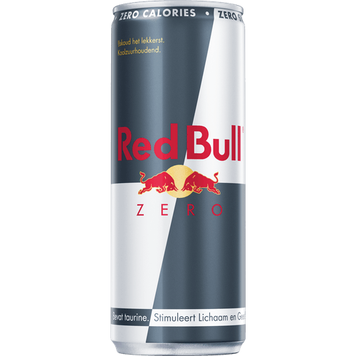 Foto van Red Bull Energy drink zero op witte achtergrond