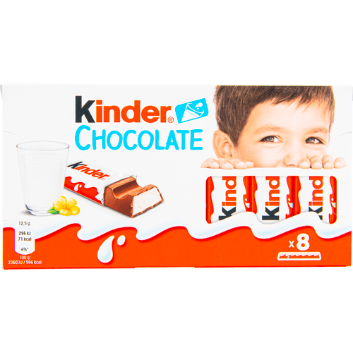 Foto van Kinder Chocolade op witte achtergrond