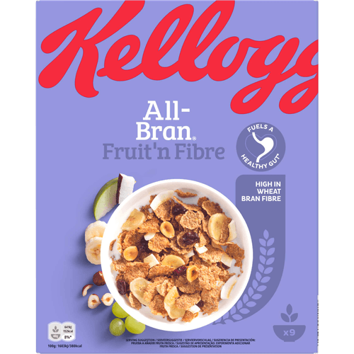 Foto van Kelloggs All bran fruit n fibre op witte achtergrond
