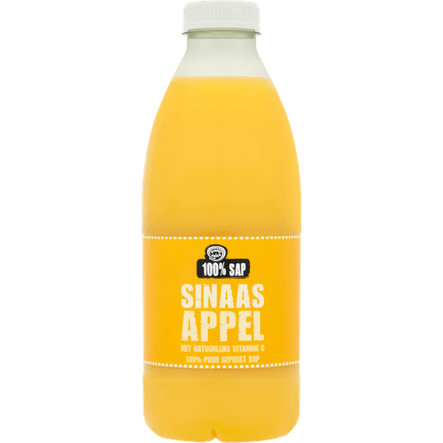 Foto van Fruity Juice 100% sinaasappelsap op witte achtergrond