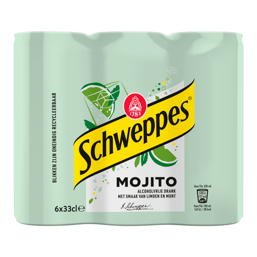 Foto van Schweppes Mojito op witte achtergrond