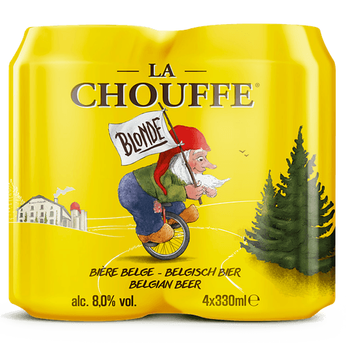 Foto van La Chouffe Blond 4x33 cl op witte achtergrond