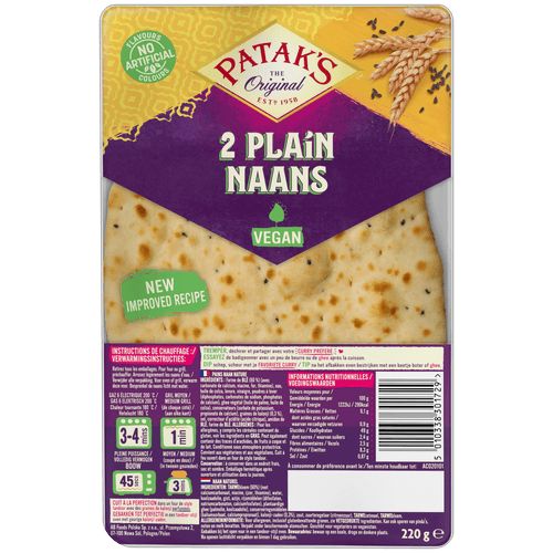 Foto van Patak's Naan plain op witte achtergrond