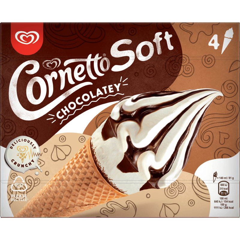 Ola Cornetto soft chocolate 4 stuks