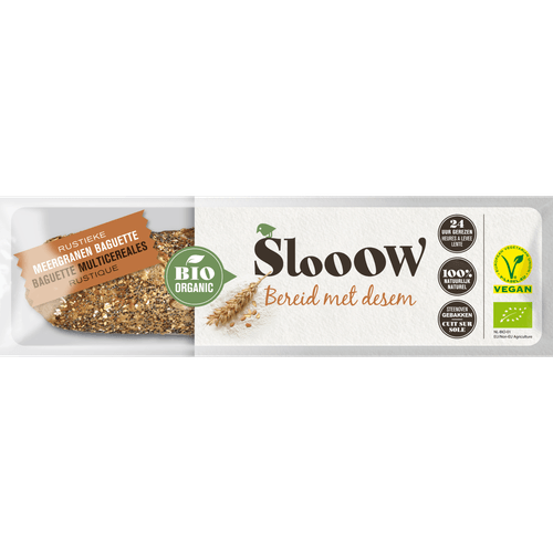 Foto van Slooow BIO Rustieke Meergranen Baguette op witte achtergrond