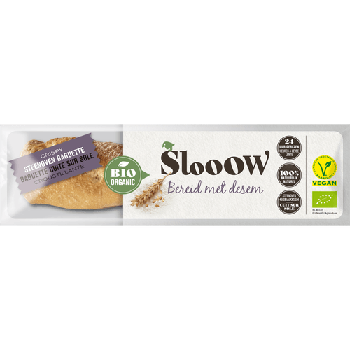 Foto van Slooow BIO Crispy Steenoven Baguette op witte achtergrond