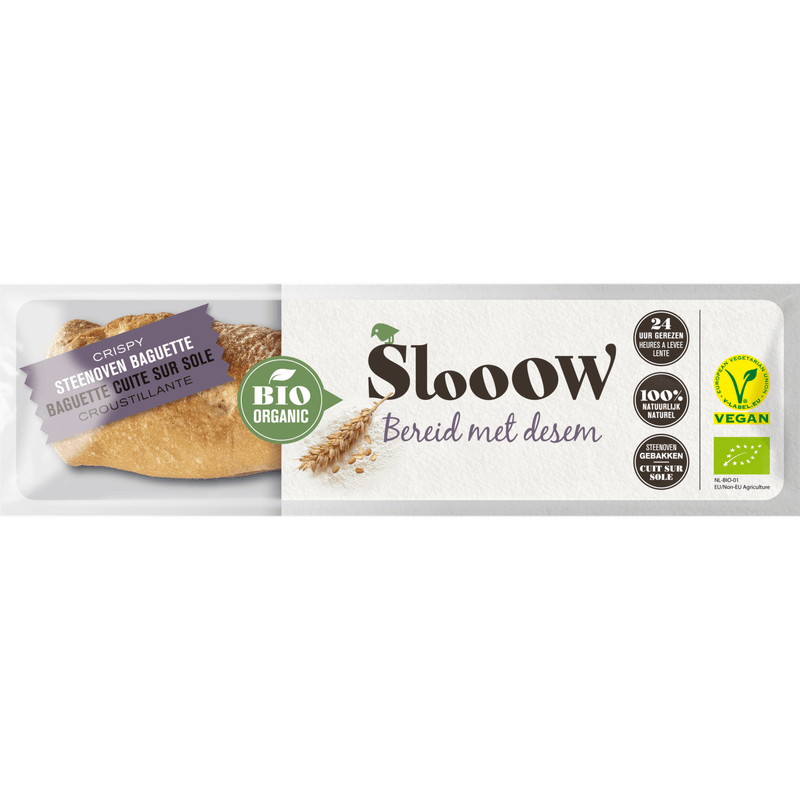 SlooOW Bio Organic Crispy Steenoven Baguette 250 g
