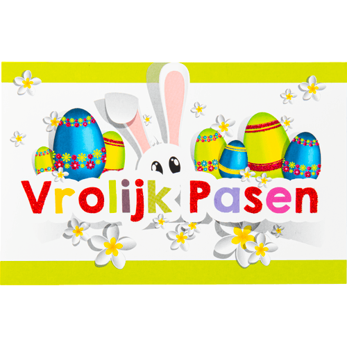 Foto van Wenskaart pasen op witte achtergrond