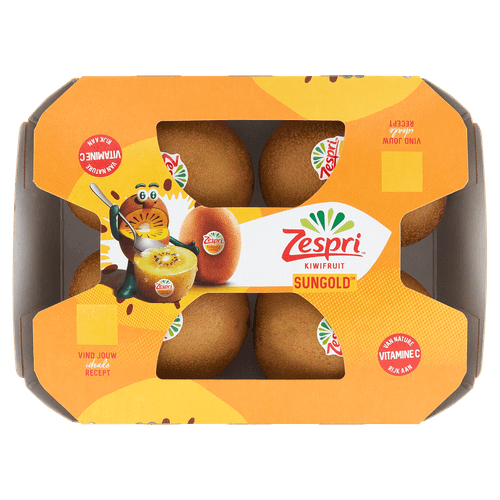 Foto van Zespri Kiwi sungold verpakt op witte achtergrond