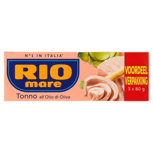 Foto van Rio Mare Tonijn in olijfolie 3 stuks op witte achtergrond
