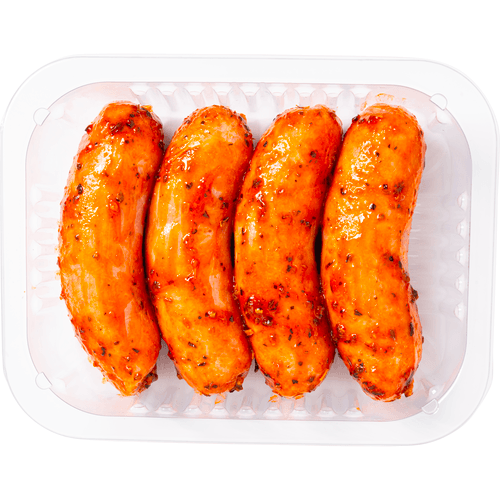 Foto van DekaVers Varkenssaucijs BBQ style 4 stuks op witte achtergrond