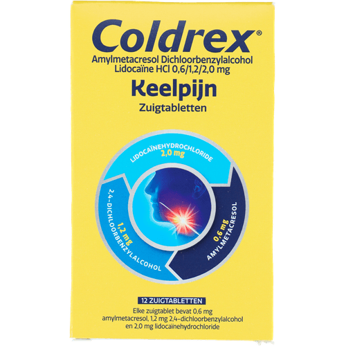 Foto van Hot Coldrex Zuigtabletten keelpijn op witte achtergrond