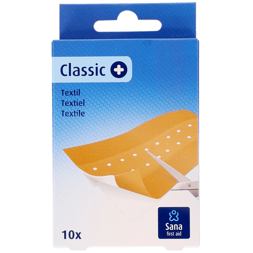 Foto van Sana First Aid Pleisters textiel 10 x 6 cm op witte achtergrond