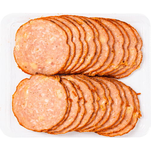 Foto van DekaVers Grillworst kaas op witte achtergrond