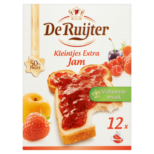 Foto van De Ruijter Jam kleintjes extra 12 stuks op witte achtergrond