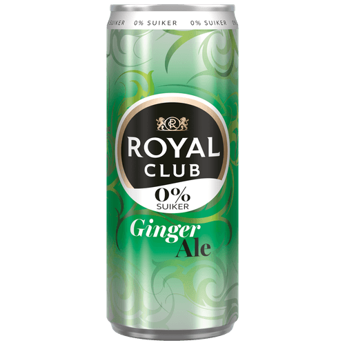 Foto van Royal Club Ginger ale 0% op witte achtergrond