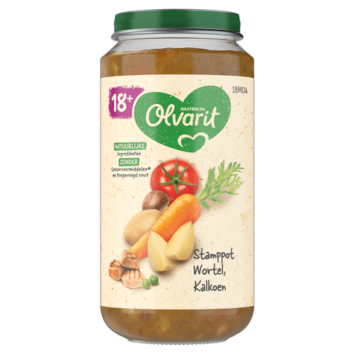 Foto van Olvarit 18+ Maanden Stamppot Wortel Kalkoen op witte achtergrond