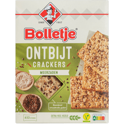 Foto van Bolletje Ontbijtcrackers meerzaden 4 x 3 stuks op witte achtergrond