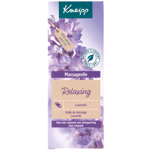 Foto van Kneipp Massageolie lavendel op witte achtergrond