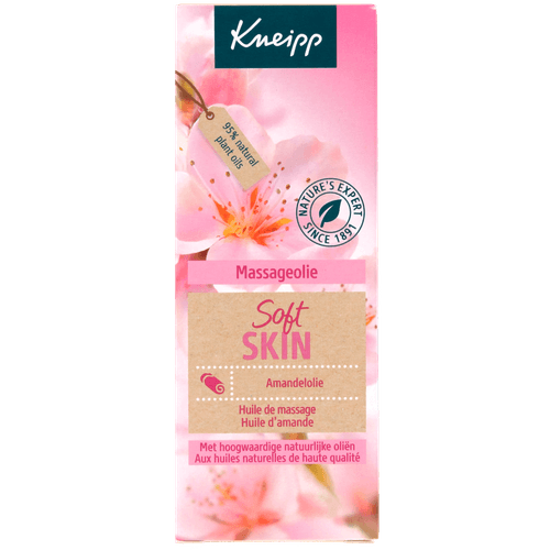 Foto van Kneipp Massageolie amandel op witte achtergrond