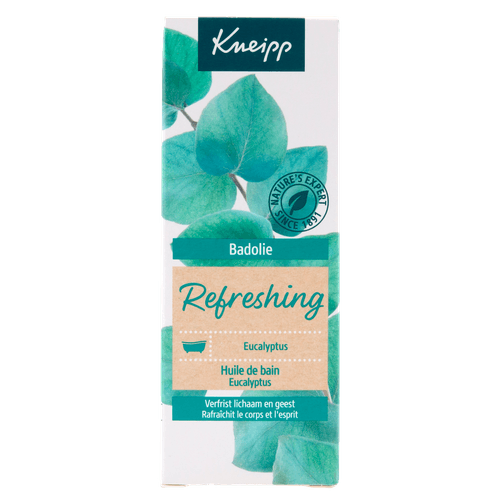 Foto van Kneipp Badolie eucalyptus op witte achtergrond