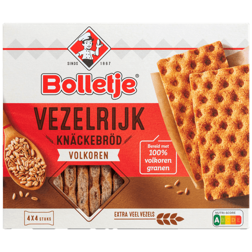 Foto van Bolletje Knackebrod vezelrijk volkoren op witte achtergrond