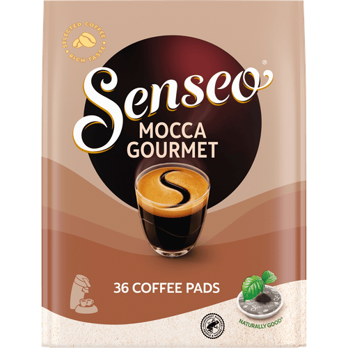 Foto van Senseo Koffiepads mocca gourmet op witte achtergrond