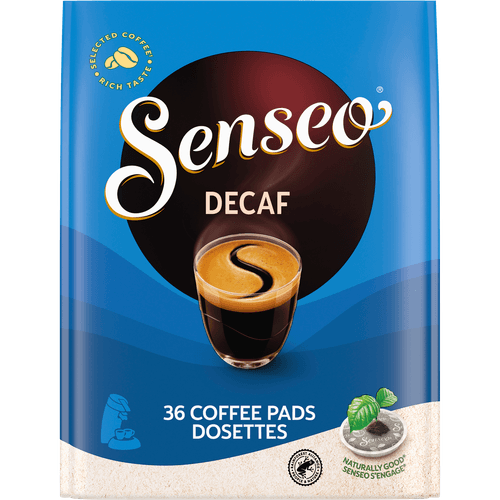 Foto van Senseo Koffiepads decaf op witte achtergrond
